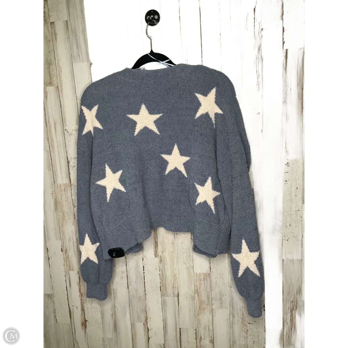 Cardigan By Moon And Madison In Blue & Cream, Size: S