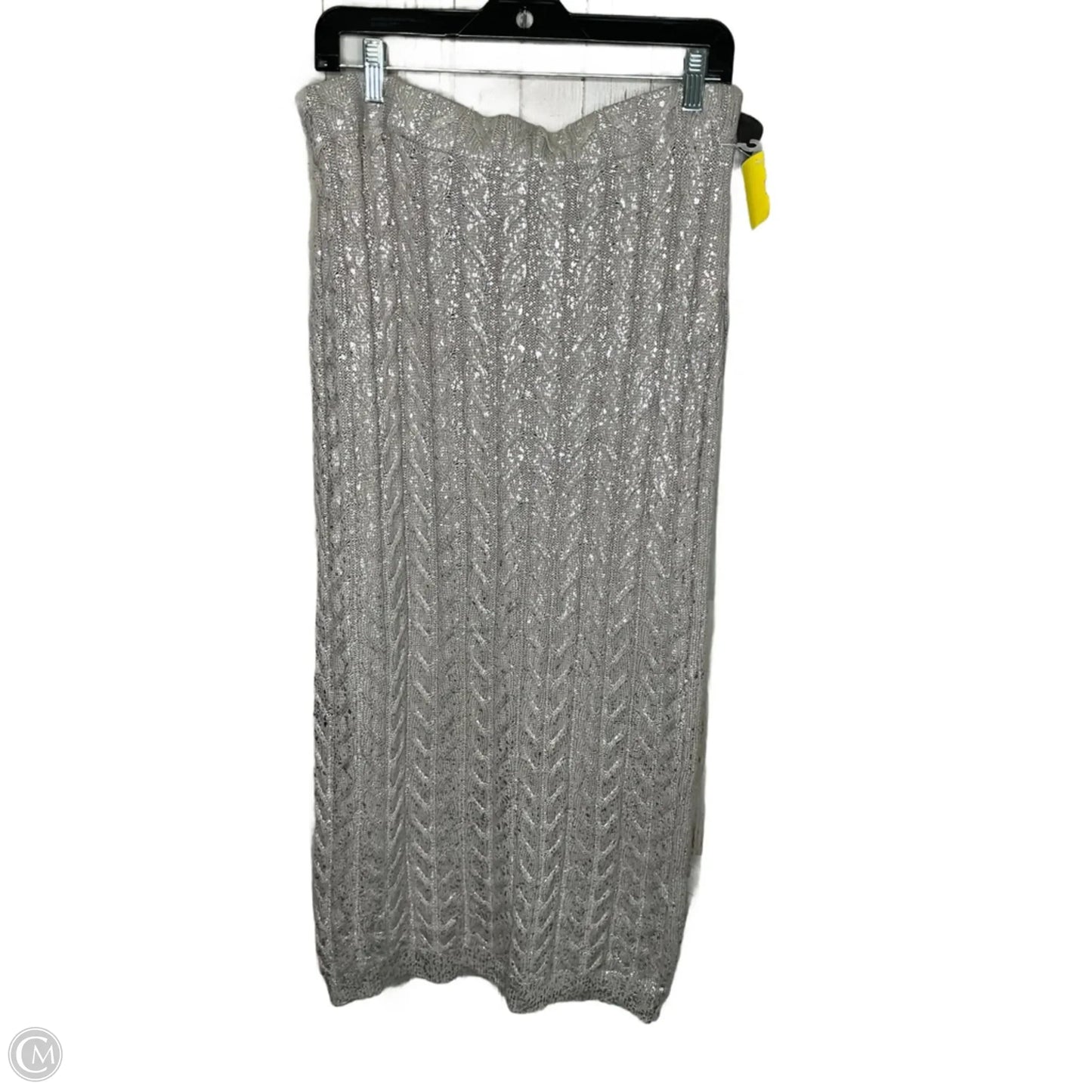 Skirt Maxi By Vince Camuto In Silver, Size: L