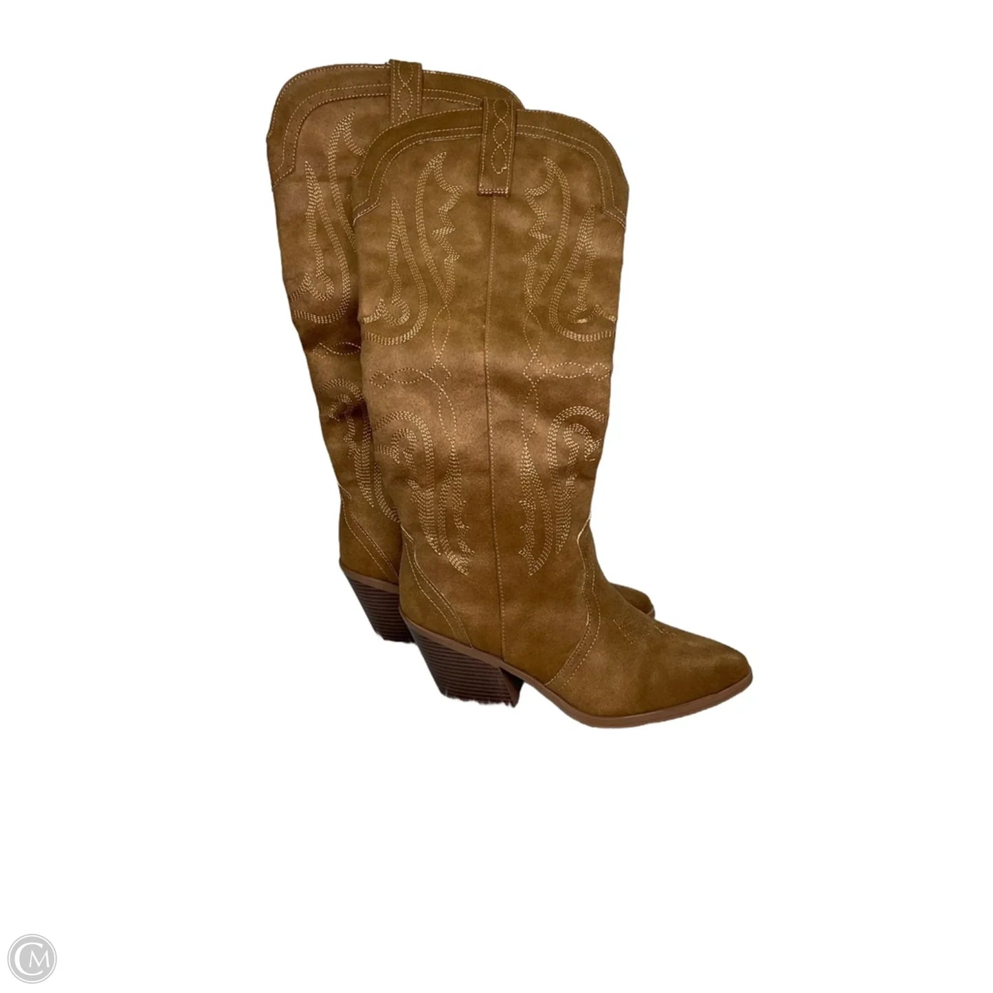 Boots Knee Heels By Sugar In Brown, Size: 10