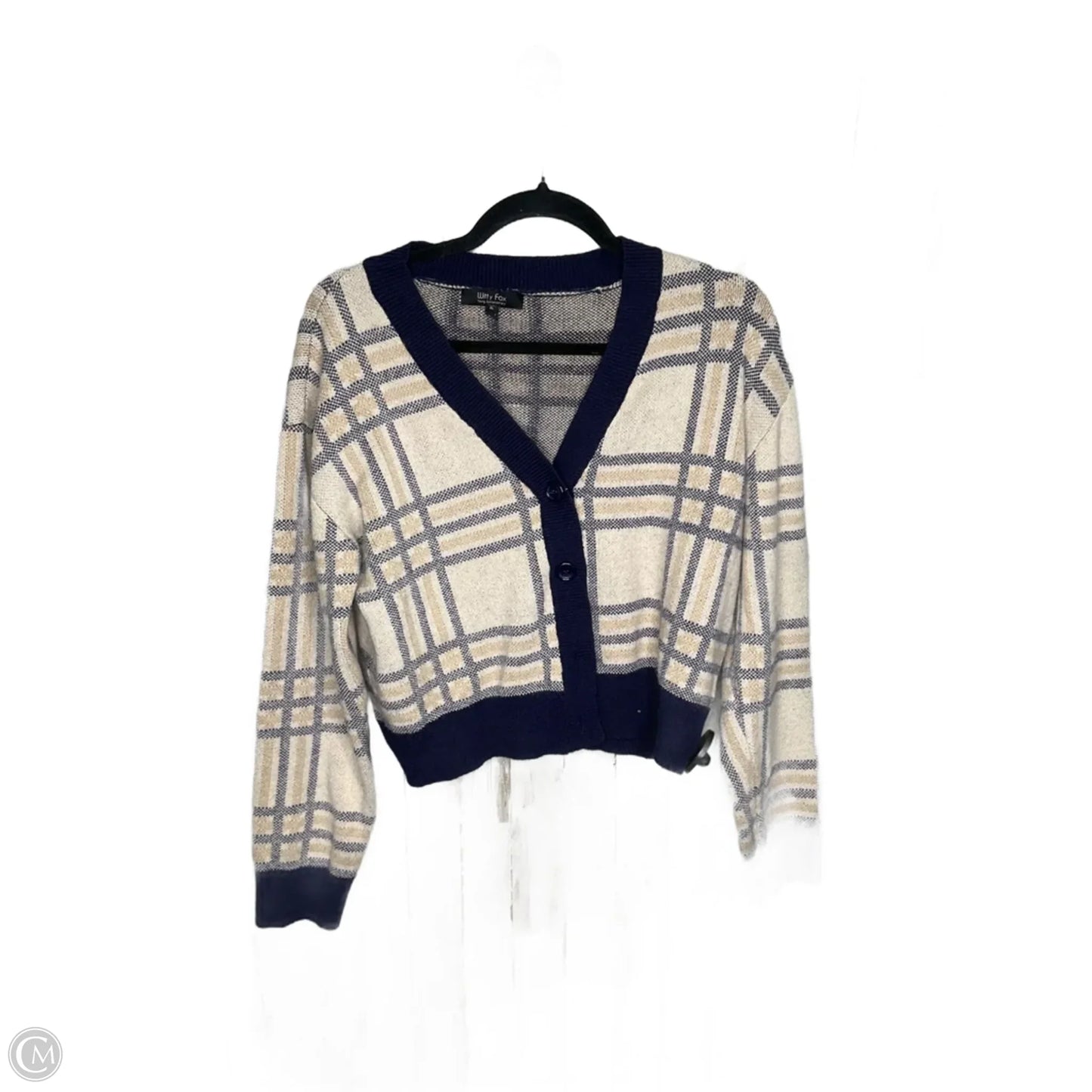 Cardigan By Clothes Mentor In Plaid Pattern, Size: Xl