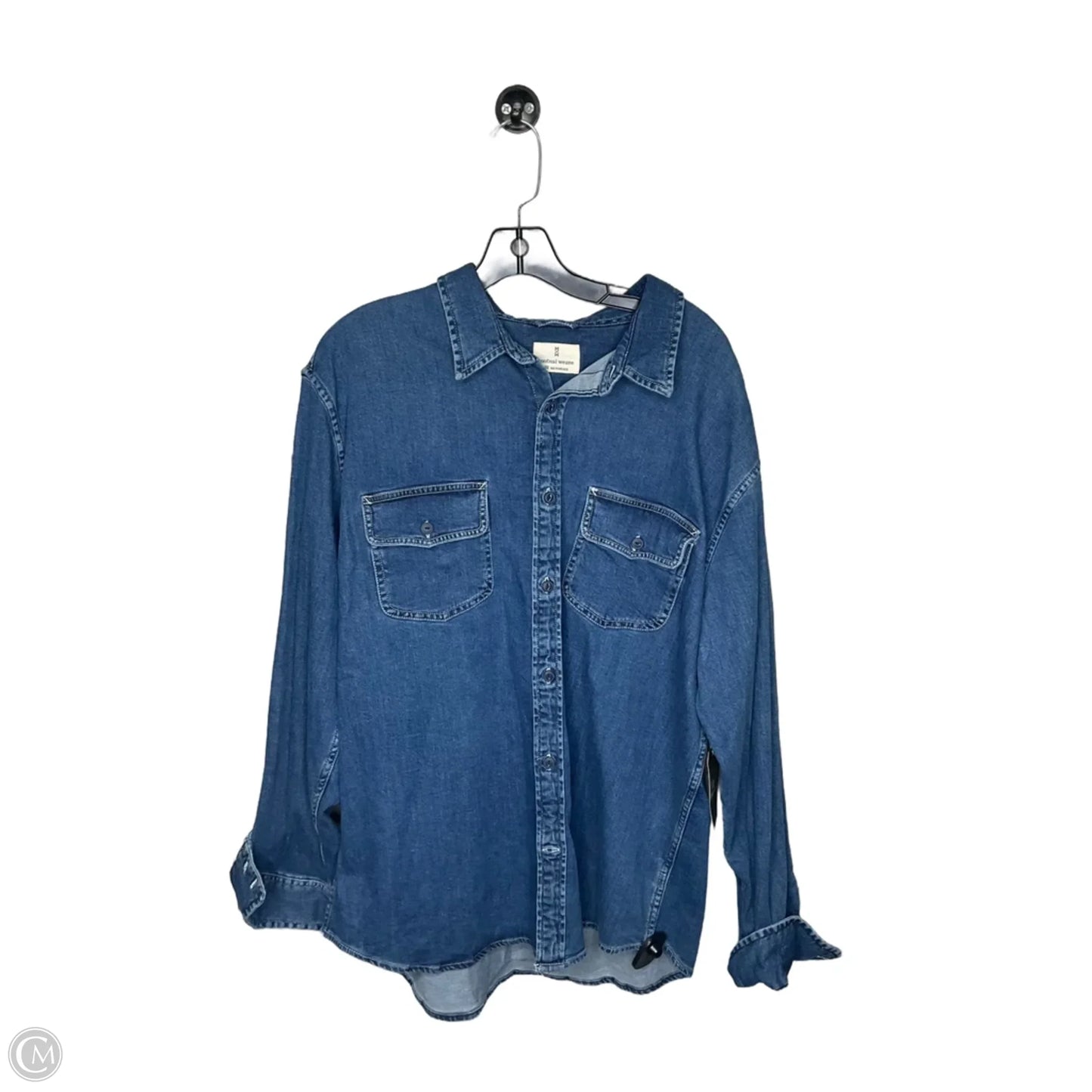Top Long Sleeve By Clothes Mentor In Blue Denim, Size: 2x