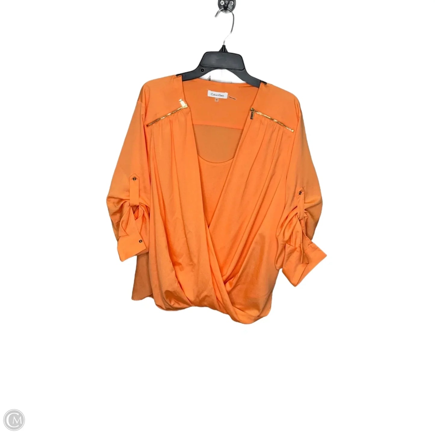 Top 3/4 Sleeve By Calvin Klein In Orange, Size: 2x