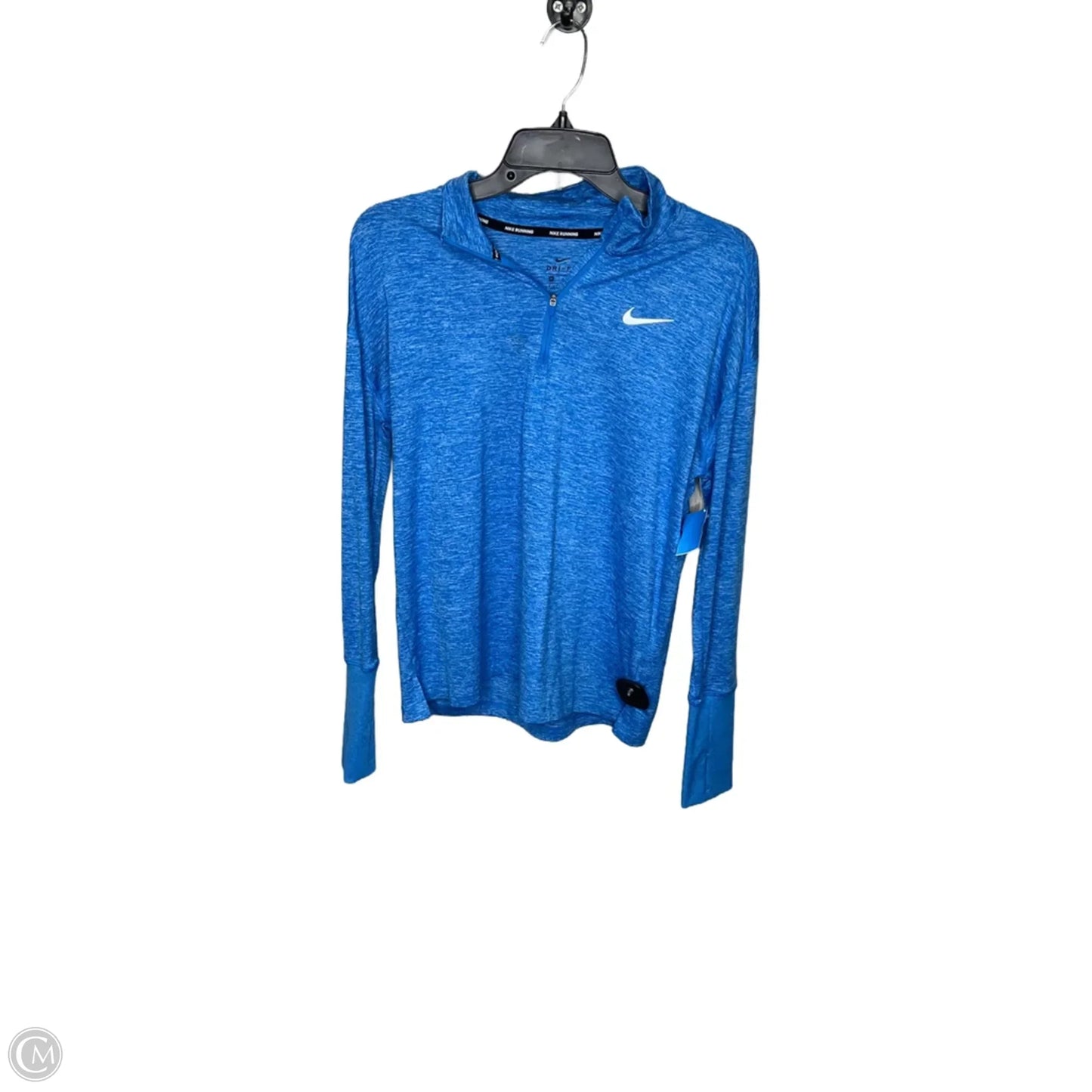 Athletic Top Long Sleeve Collar By Nike In Blue, Size: M