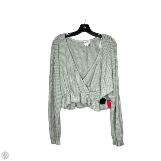 Top Long Sleeve By Arula In Green & Grey, Size: Xl