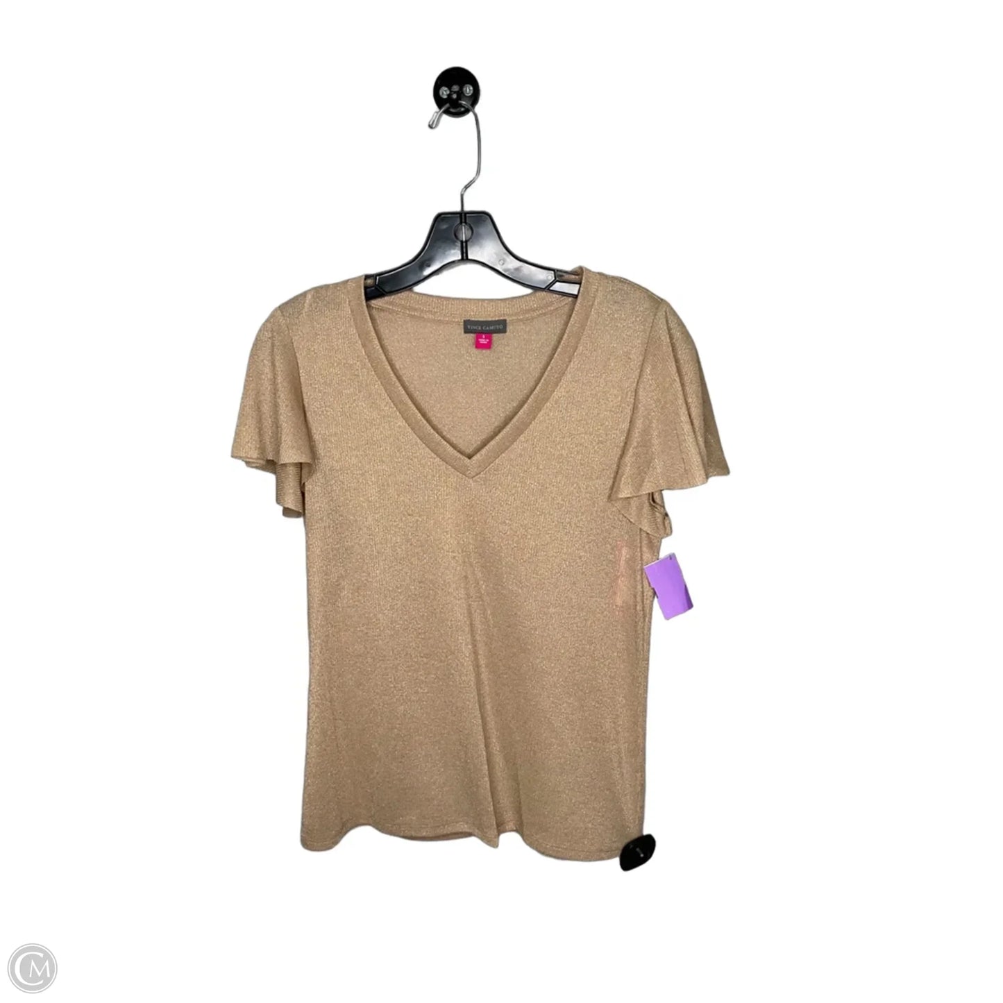 Top Short Sleeve By Vince Camuto In Gold, Size: S