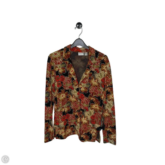 Blazer By Chicos In Floral Print, Size: L