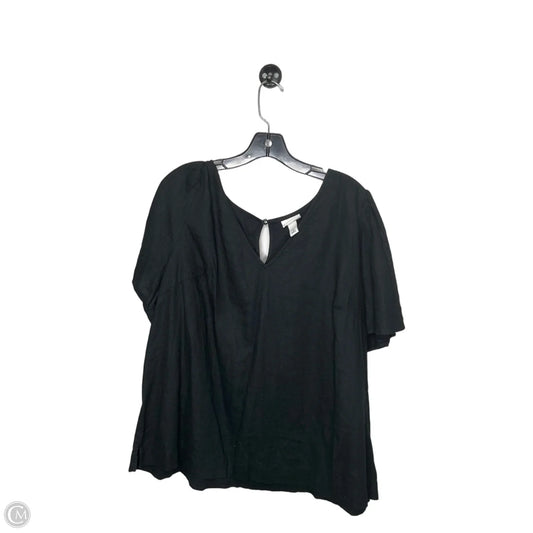 Top Short Sleeve By Ava & Viv In Black, Size: 1x