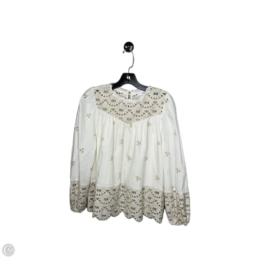 Top Long Sleeve By Time And Tru In White, Size: S