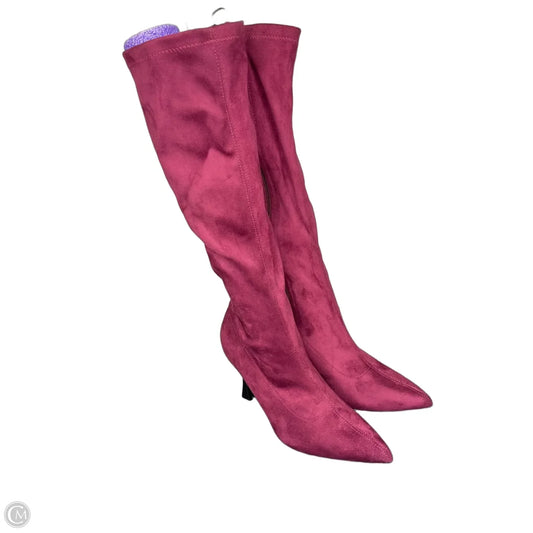 Boots Knee Heels By Clothes Mentor In Maroon, Size: 5