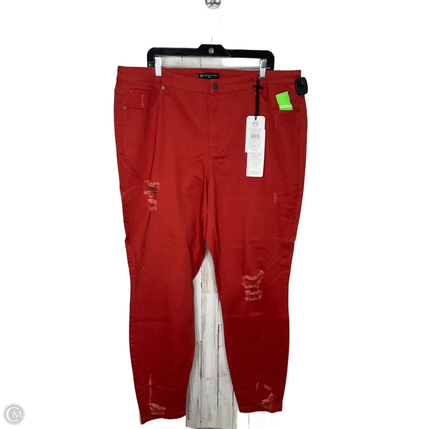 Jeans Skinny By Fashion To Figure In Orange, Size: 22