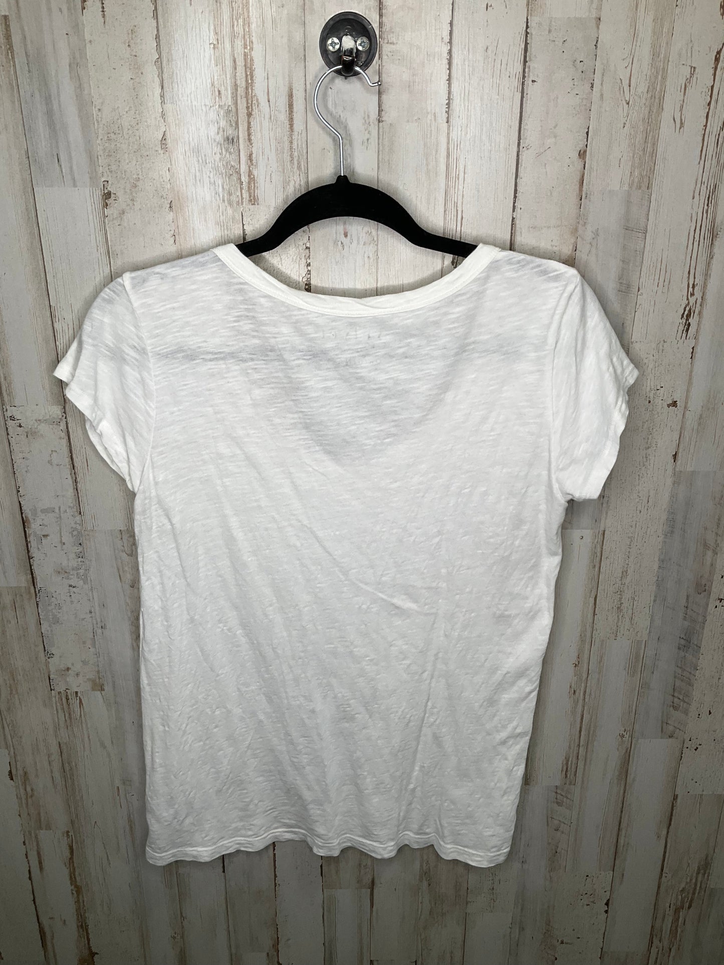 White Top Short Sleeve Basic Velvet, Size Xs