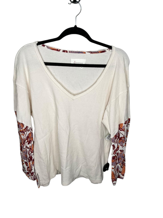 Top Long Sleeve By Anthropologie In Cream & Purple, Size: Xs