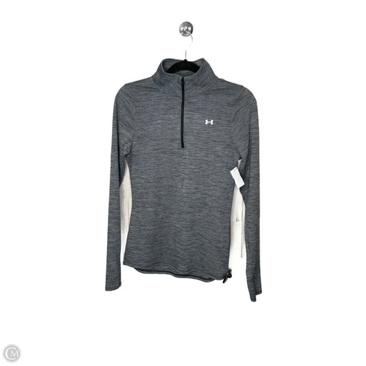 Athletic Top Long Sleeve Collar By Under Armour In Grey, Size: S