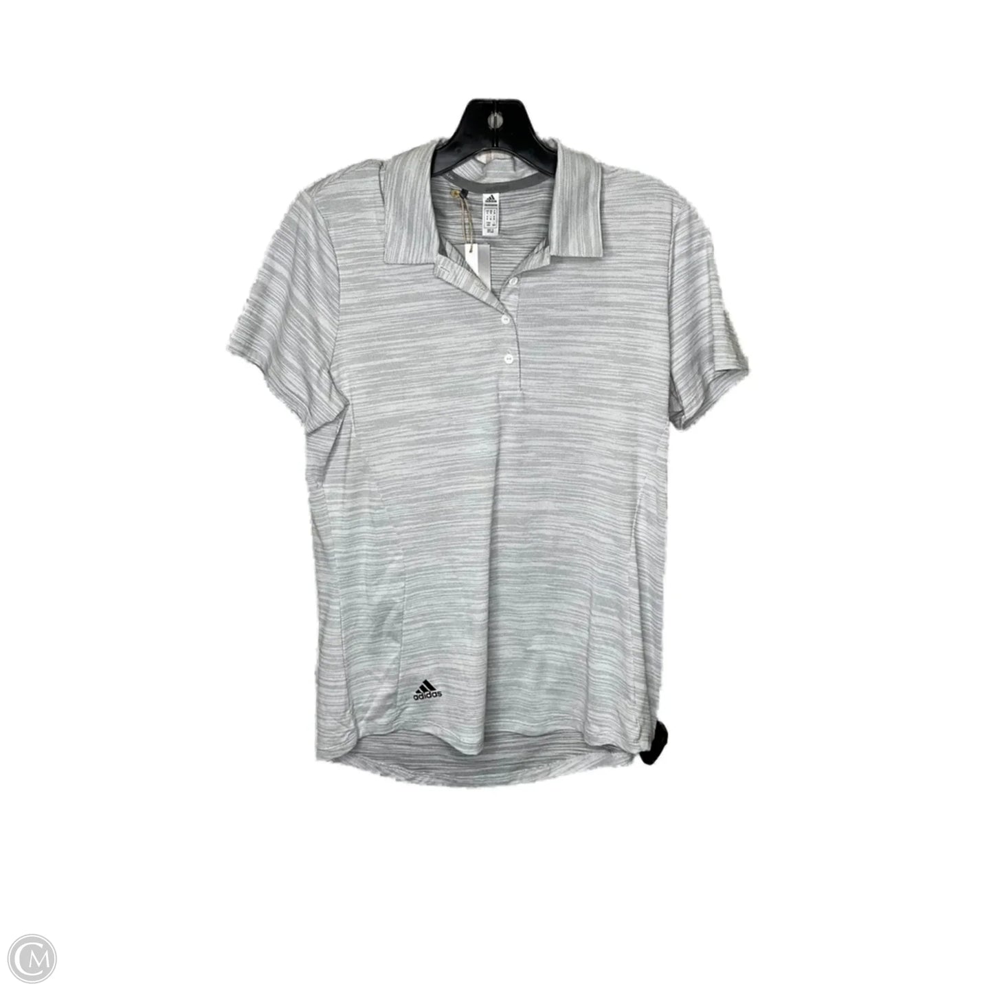 Athletic Top Short Sleeve By Adidas In Grey, Size: M