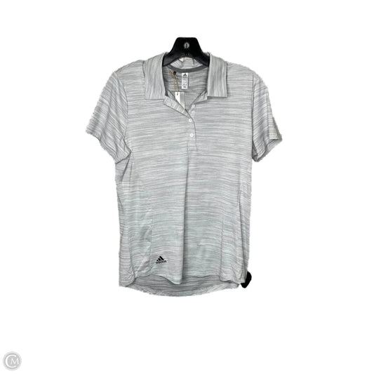 Athletic Top Short Sleeve By Adidas In Grey, Size: M