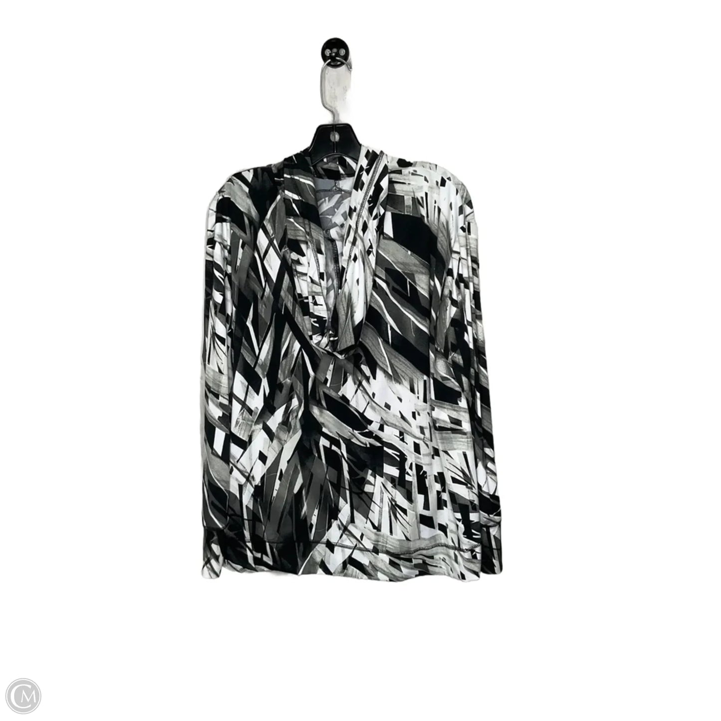 Athletic Top Long Sleeve Hoodie By Jones New York In Grey & White, Size: 1x