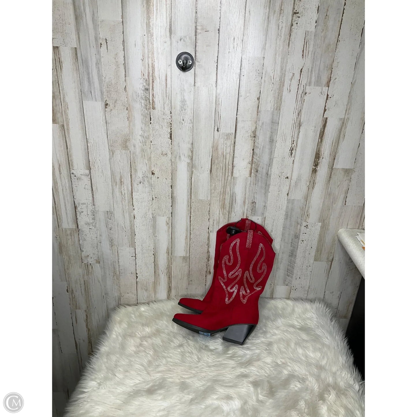 Boots Mid-calf Heels By Soda In Red, Size: 5.5