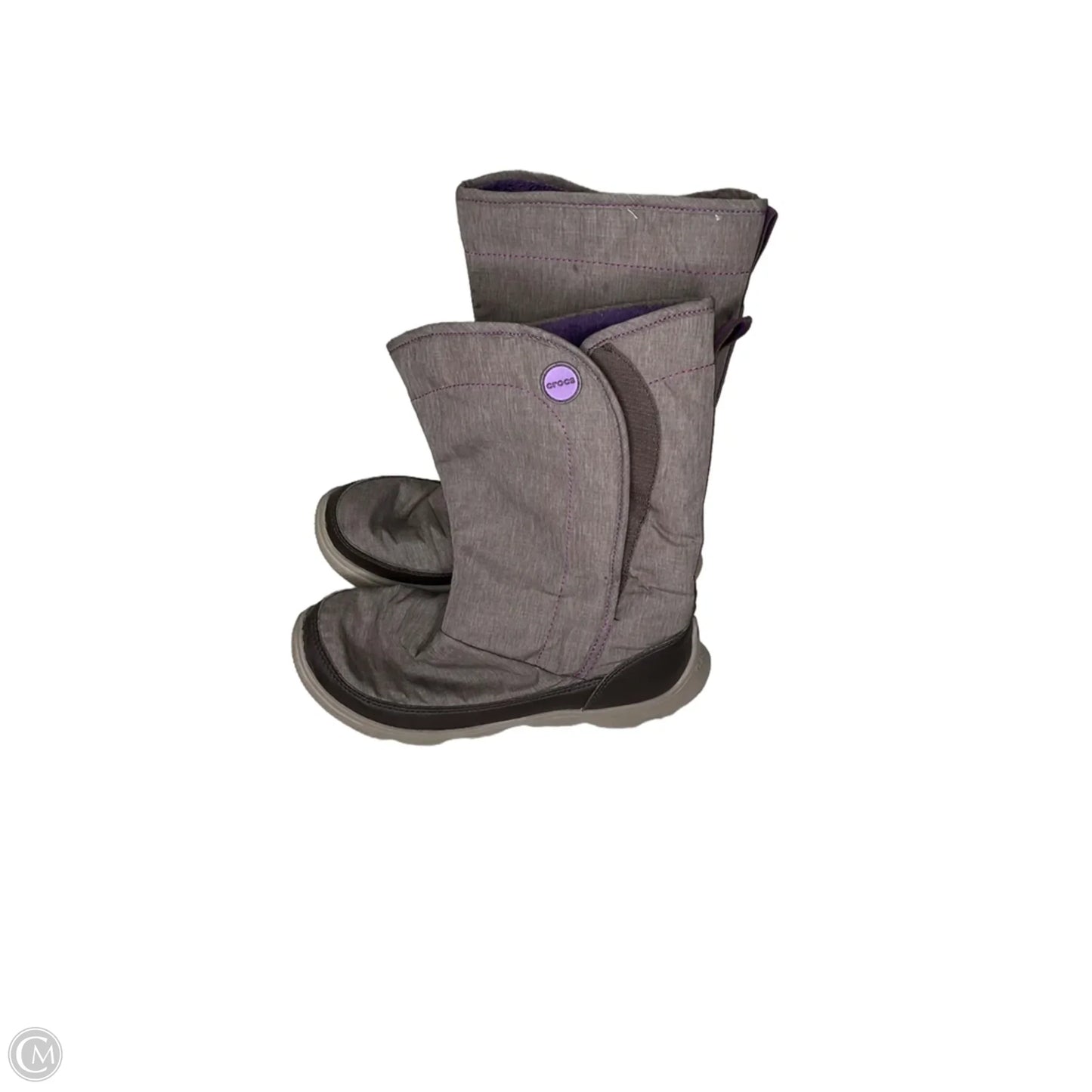 Boots Ankle Flats By Crocs In Brown, Size: 5