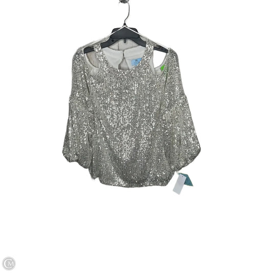 Top Long Sleeve By Cece In Silver, Size: L
