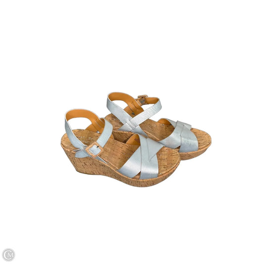 Sandals Heels Wedge By Clothes Mentor In Silver, Size: 8