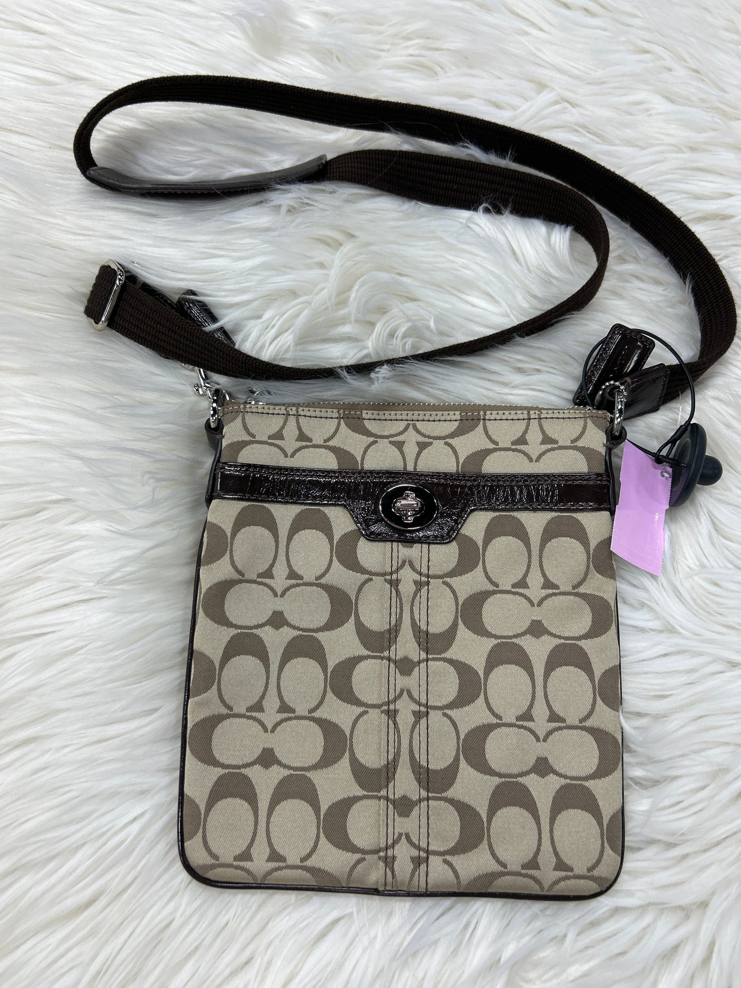 Crossbody Designer By Coach In Brown, Size:Small