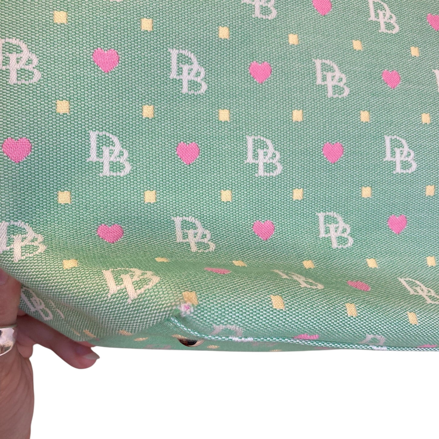 Handbag Designer By Dooney And Bourke In Green & Pink, Size:Large