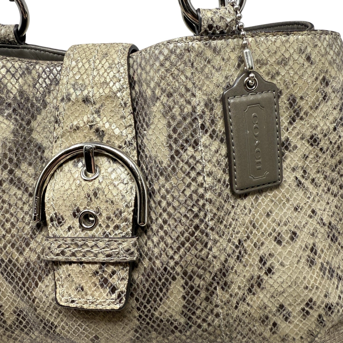 Soho Python Embossed Leather Carryall Tote Designer By Coach, Size: Medium