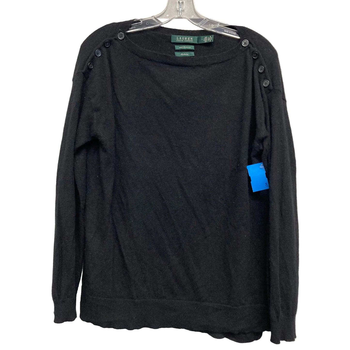 Sweater Cashmere By Lauren By Ralph Lauren In Black, Size:L