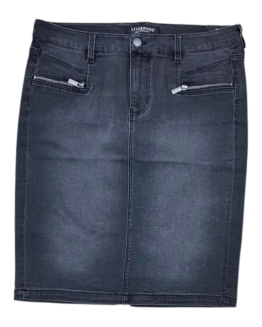Skirt Mini & Short By Liverpool In Black Denim, Size:L
