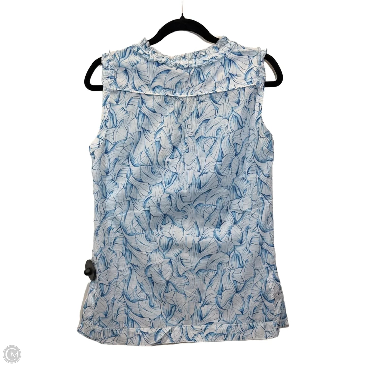 Top Sleeveless Designer By Tory Burch In Blue & White, Size: S