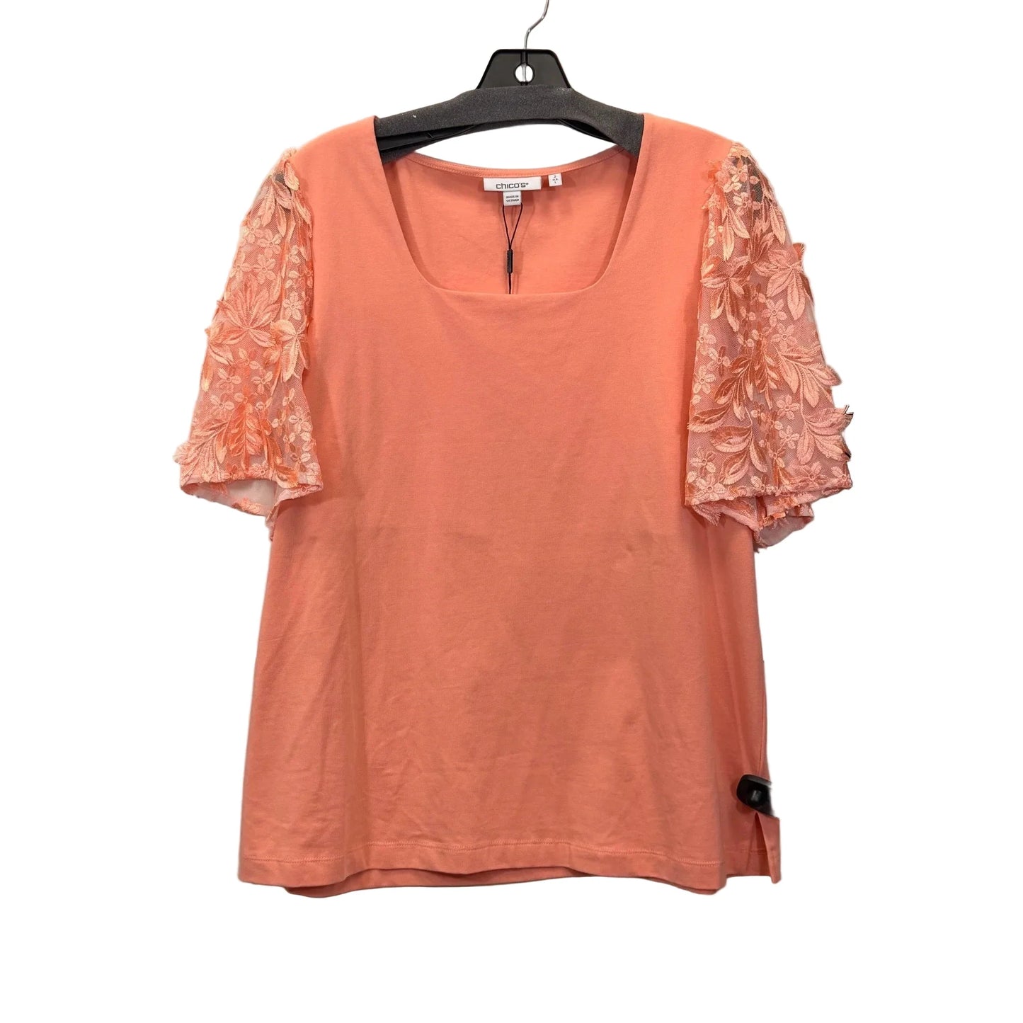 Top Short Sleeve By Chicos In Peach, Size: L