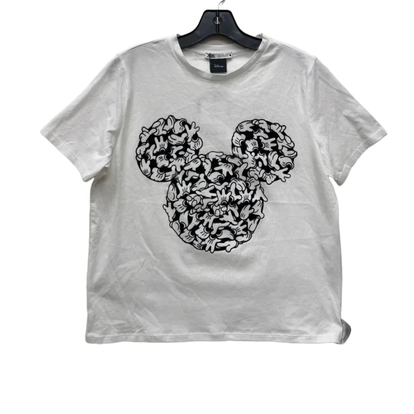 Top Short Sleeve By Zara In Black & White, Size: S