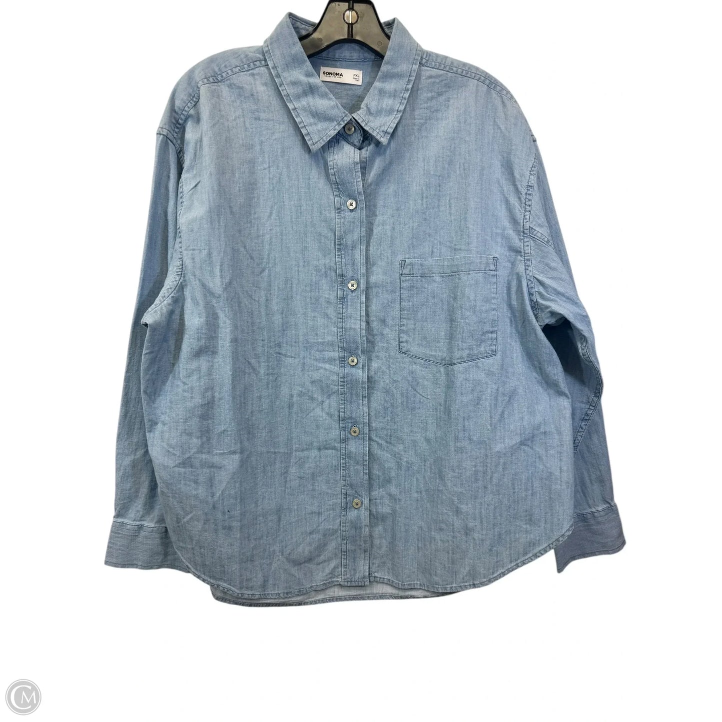 Top Long Sleeve By Sonoma In Blue Denim, Size: Xlp