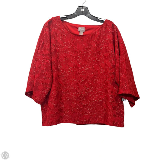 Top 3/4 Sleeve By Chicos In Red & Tan, Size: M