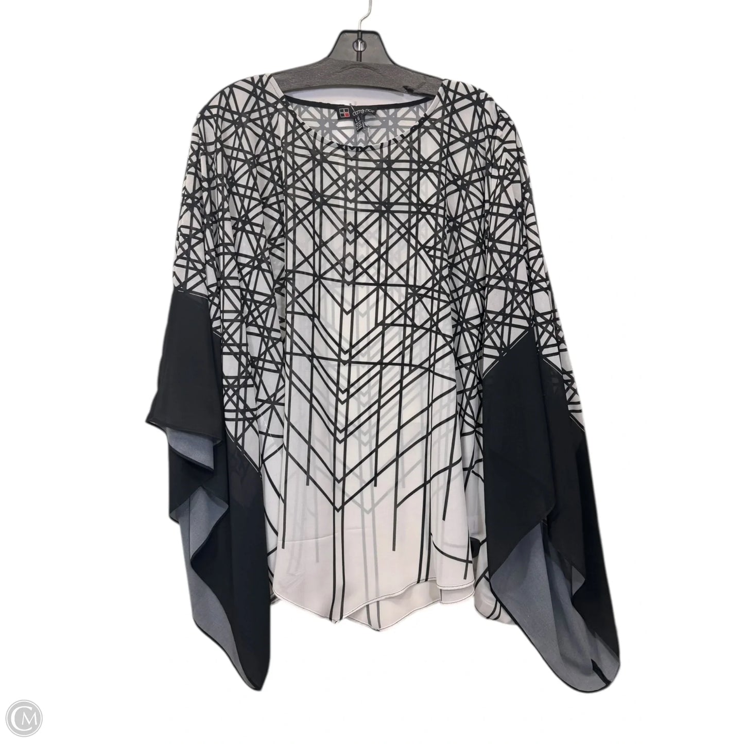 Top Short Sleeve By Carré Noir In Black & White, Size: L