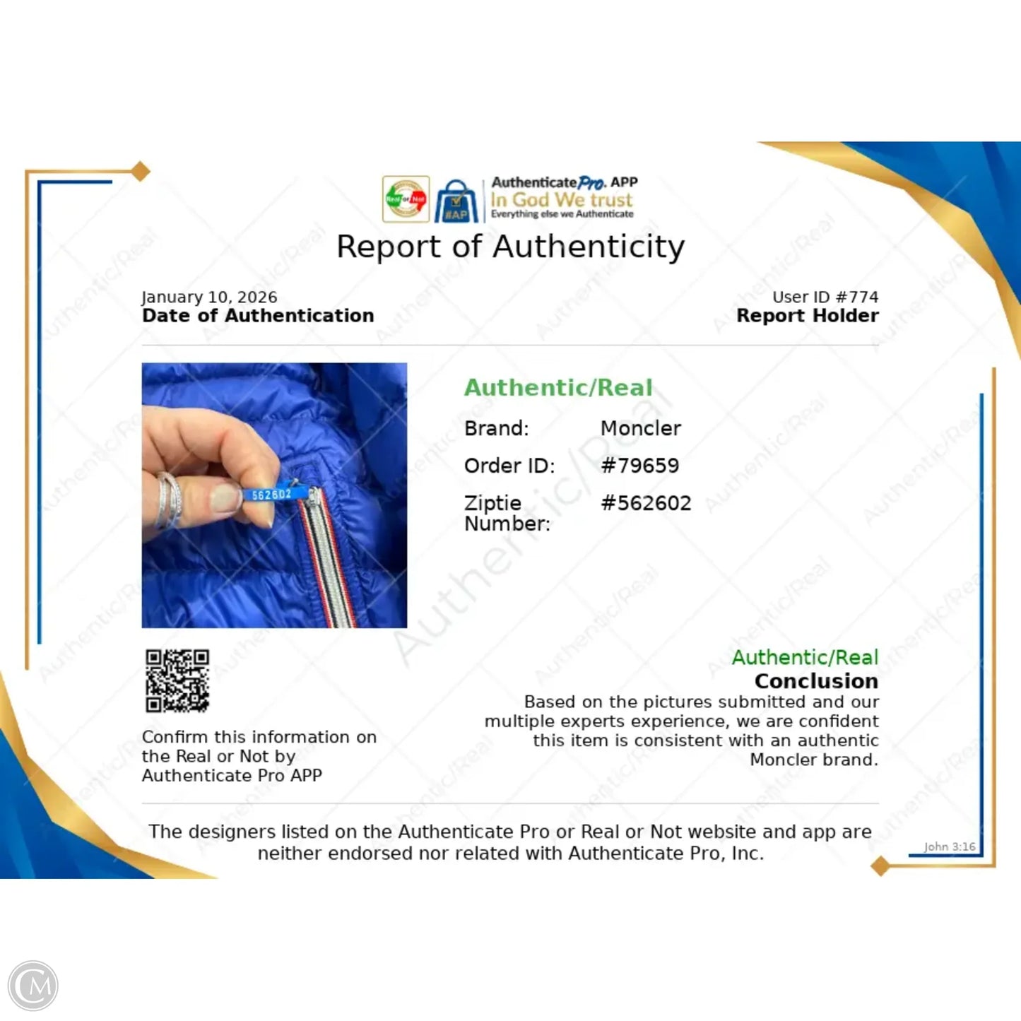 Jacket Luxury Designer By Moncler In Blue, Size: Xxl