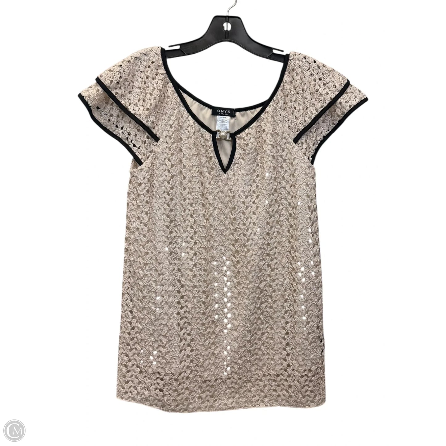 Top Short Sleeve By Onyx In Black & Tan, Size: S