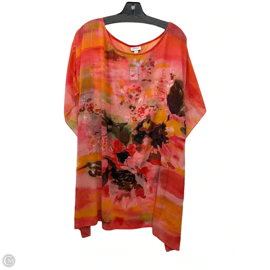 Poncho By Avenue In Orange & Red, Size: Xl