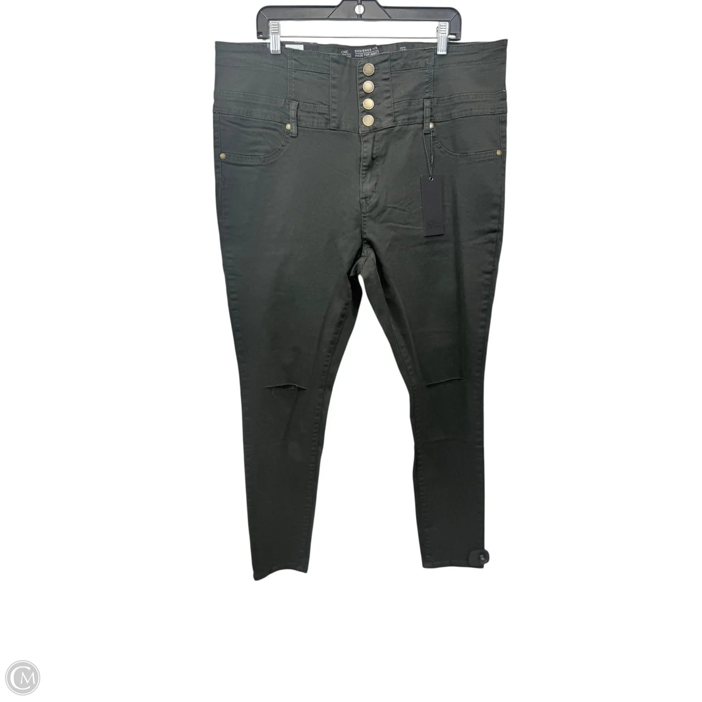 Jeans Skinny By Chic In Green, Size: 18