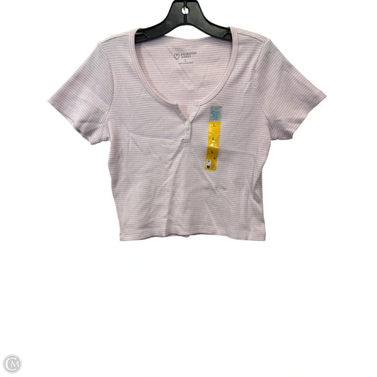 Top Short Sleeve By Primark In Pink & White, Size: L