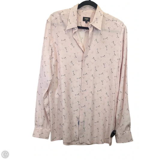 Top Long Sleeve Luxury Designer By Fendi In Pink & White, Size: 10