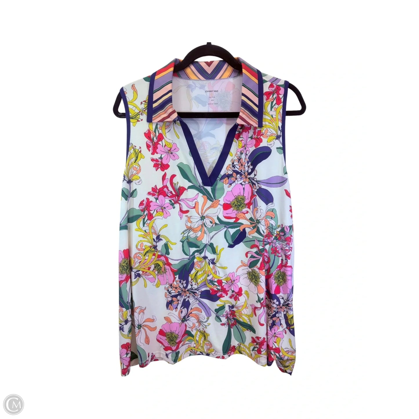 Athletic Top Short Sleeve By Johnny Was In Floral Print, Size: Xxl