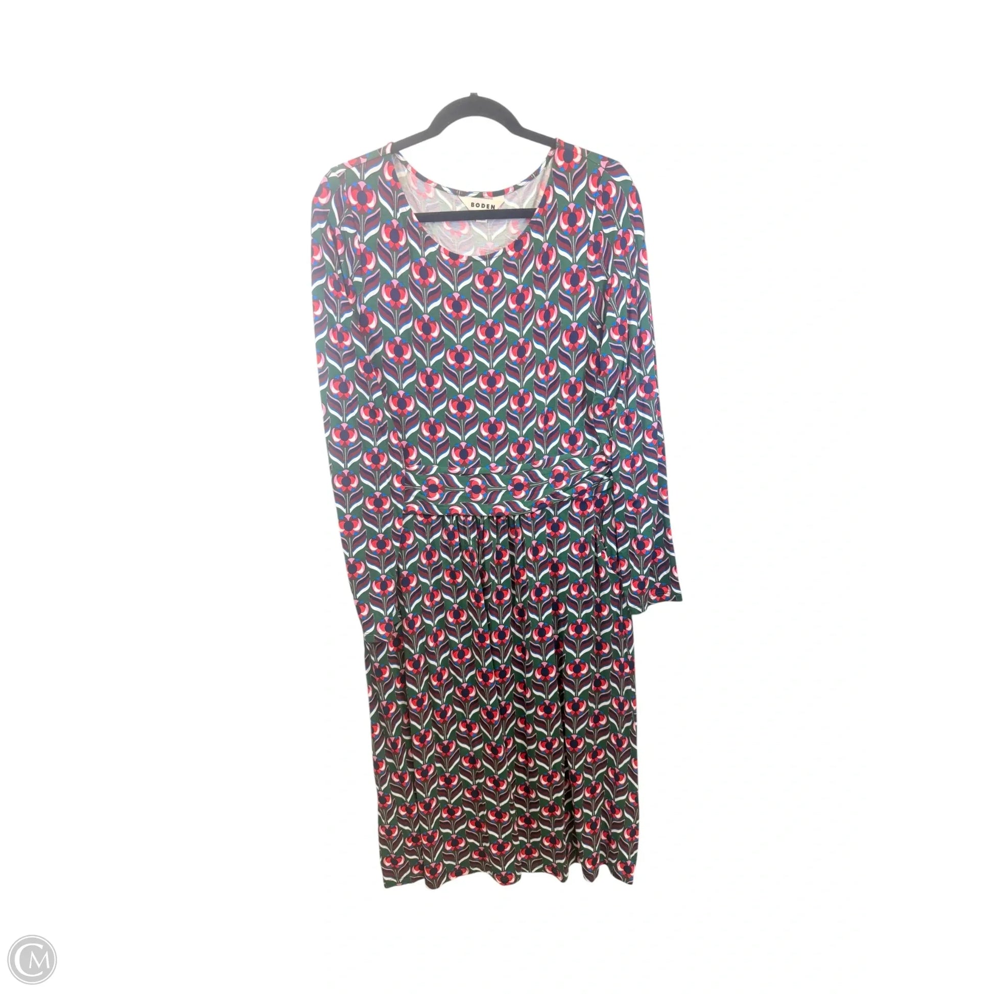 Dress Casual Midi By Boden In Green & Red, Size: 12