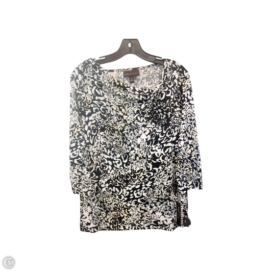 Top 3/4 Sleeve By Dana Buchman In Black & Tan, Size: M