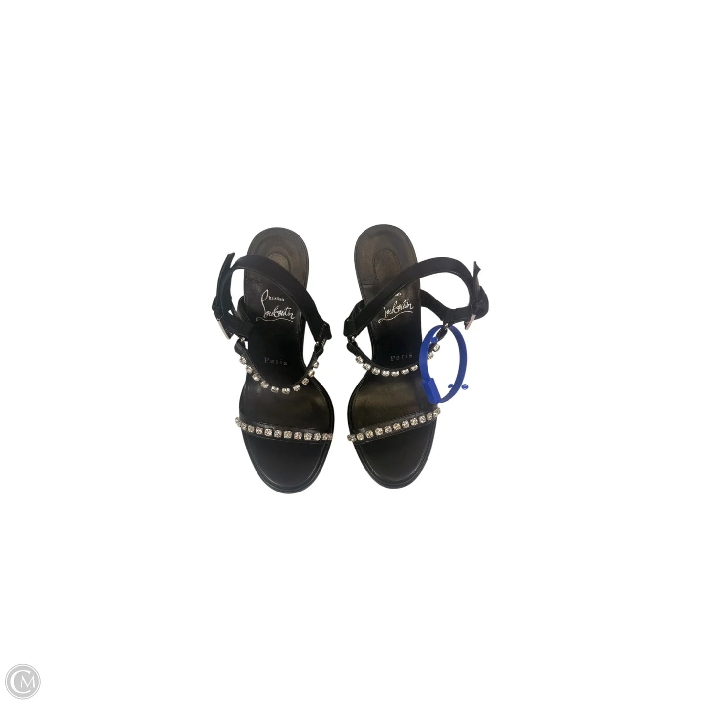 Shoes Luxury Designer By Christian Louboutin In Black & Silver, Size: 6