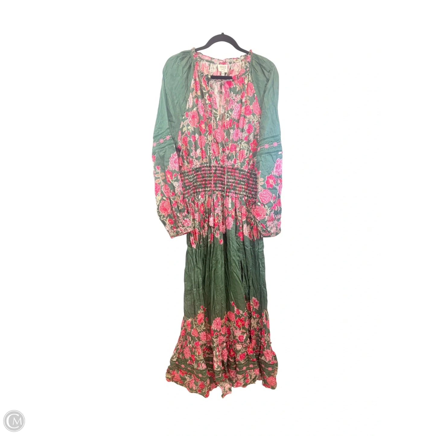 Dress Casual Maxi By Hemant & Nandita In Green & Pink, Size: Xl
