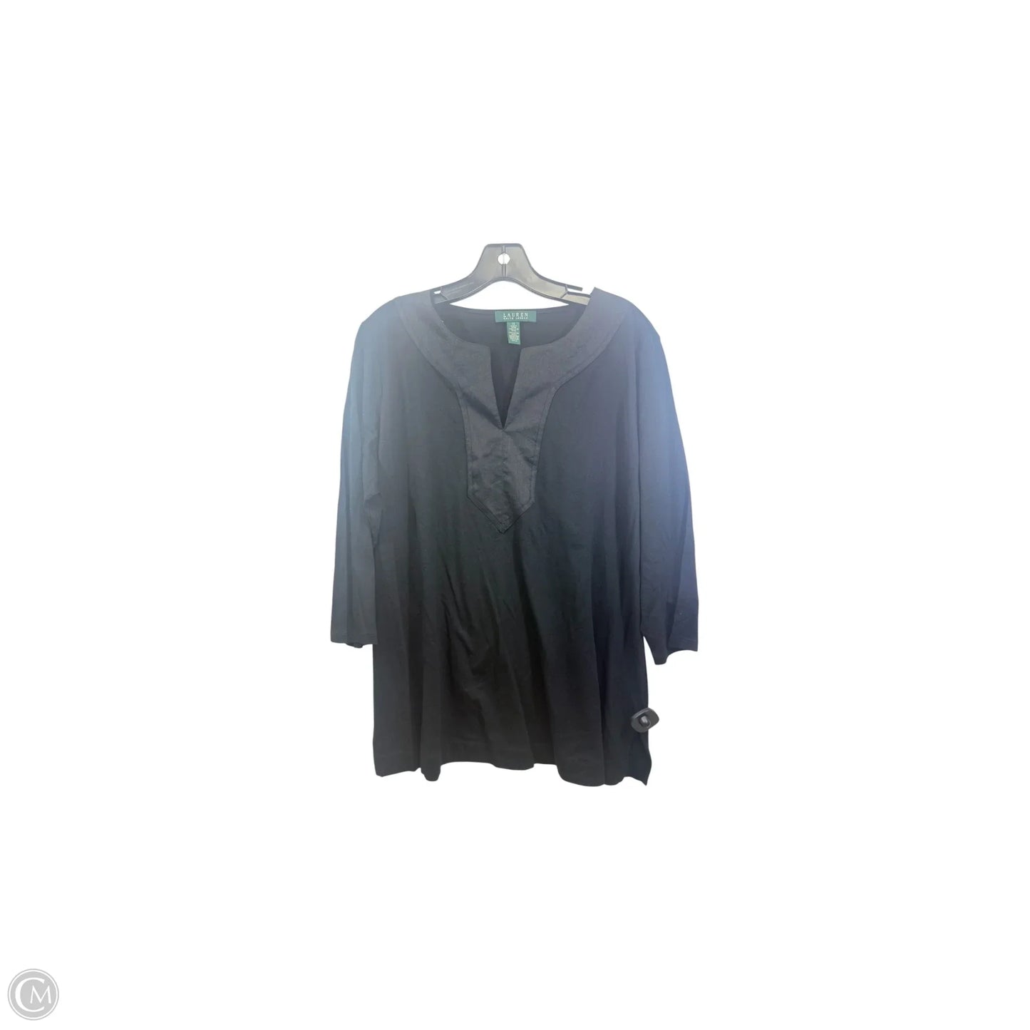 Top 3/4 Sleeve Basic By Lauren By Ralph Lauren In Black, Size: 1x