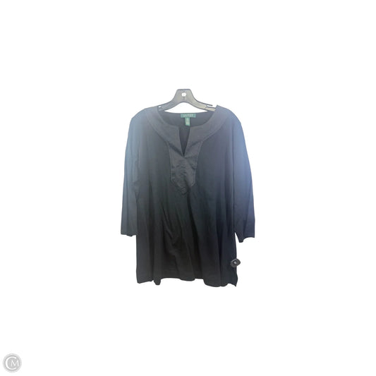Top 3/4 Sleeve Basic By Lauren By Ralph Lauren In Black, Size: 1x