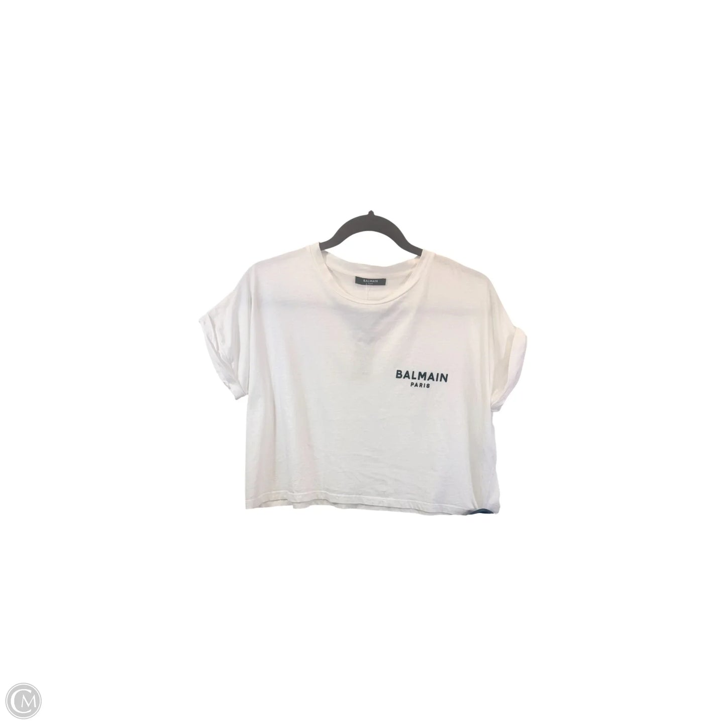 Top Short Sleeve Luxury Designer By Balmain In White, Size: S