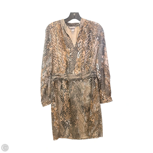 Dress Casual Midi By H&m In Brown & Grey, Size: M